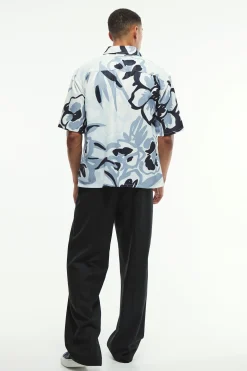 Oversized Soft Twill Printed Revere Shirt | BoohooMAN UK