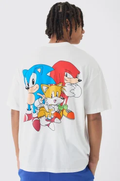 Oversized Sonic And Friends License Print T-Shirt | BoohooMAN UK