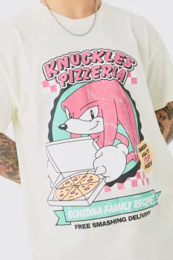 Oversized Sonic Knuckles Pizza License T-shirt | BoohooMAN UK