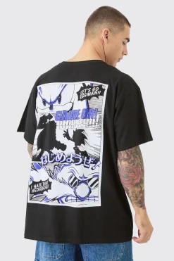 Oversized Sonic The Hedgehog Anime License T-shirt | BoohooMAN UK