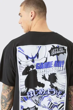 Oversized Sonic The Hedgehog Anime License T-shirt | BoohooMAN UK