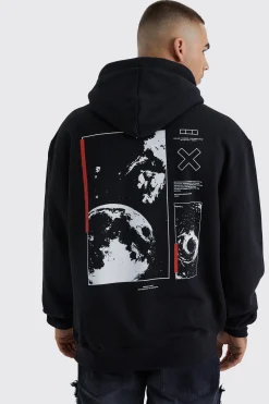 Oversized Space Back Print Hoodie | BoohooMAN UK