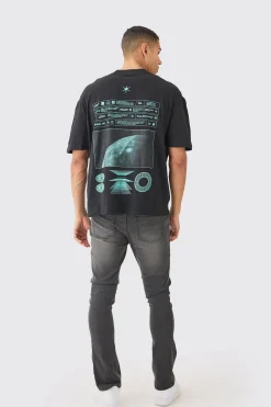 Oversized Space Graphic T-shirt | BoohooMAN UK
