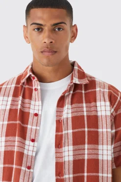Oversized Spliced Hem Check Shirt | BoohooMAN UK