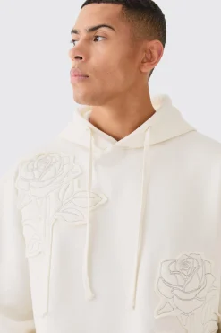 Oversized Spray Wash Rose Embroidery Tracksuit | BoohooMAN UK