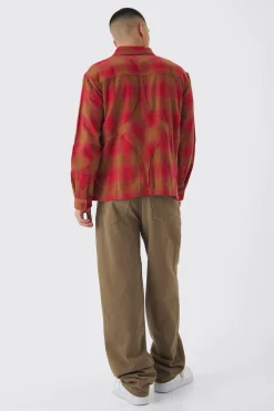 Oversized Star Applique Check Shirt | BoohooMAN UK