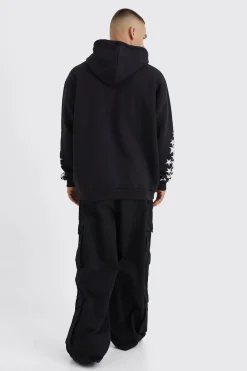 Oversized Star Graffiti Print Hoodie | BoohooMAN UK