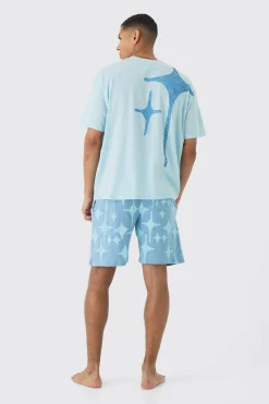 Oversized Star Graphic Short Lounge Set | BoohooMAN UK
