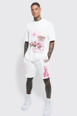 Oversized Star Graphic T-shirt & Short Set | BoohooMAN UK