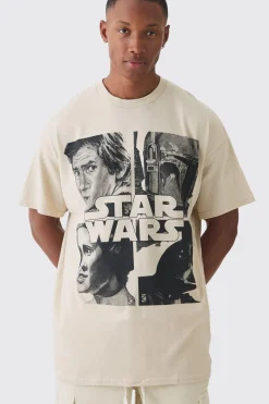 Oversized Star Wars Wash License T-shirt | BoohooMAN UK