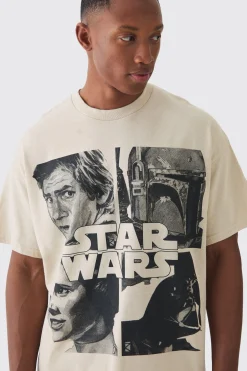 Oversized Star Wars Wash License T-shirt | BoohooMAN UK