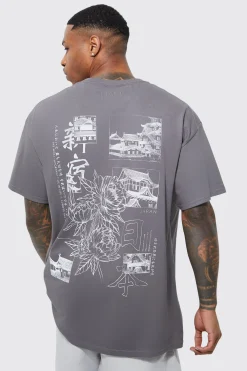Oversized Stencil Back Graphic T-shirt | BoohooMAN UK