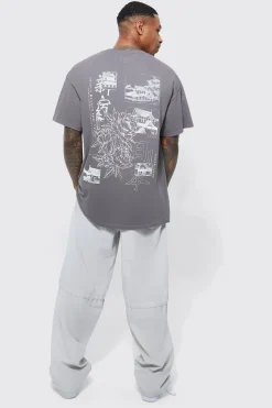 Oversized Stencil Back Graphic T-shirt | BoohooMAN UK