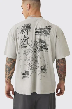 Oversized Stencil Back Graphic T-shirt | BoohooMAN UK