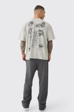 Oversized Stencil Back Graphic T-shirt | BoohooMAN UK