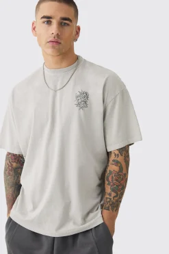 Oversized Stencil Back Graphic T-shirt | BoohooMAN UK