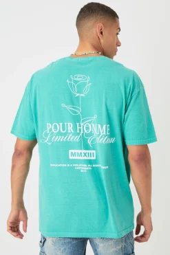 Oversized Stencil Floral Wash Back Print T-shirt | BoohooMAN UK