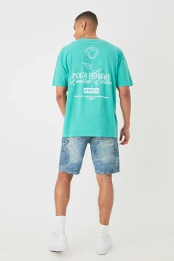 Oversized Stencil Floral Wash Back Print T-shirt | BoohooMAN UK