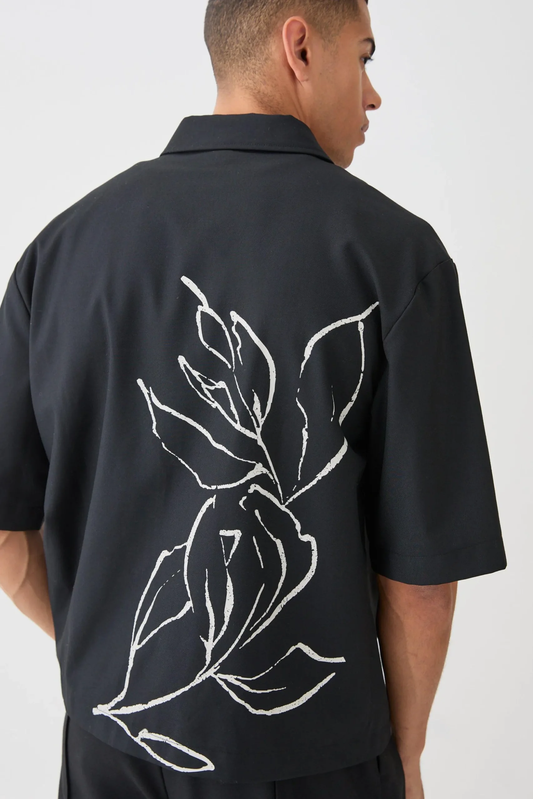 Oversized Stretch Floral Print Shirt | BoohooMAN UK