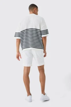 Oversized Stripe Knitted T-shirt | BoohooMAN UK
