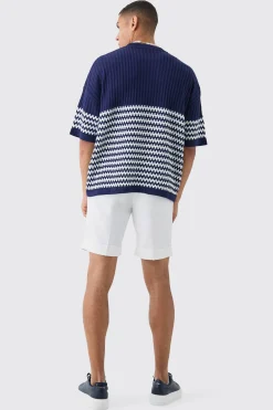 Oversized Stripe Knitted T-shirt | BoohooMAN UK