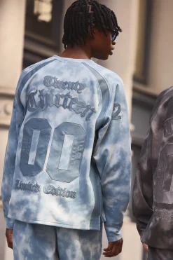 Oversized Suede And PU Applique Varsity Long Sleeve T-Shirt | BoohooMAN UK