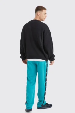 Oversized Tape Side Tricot Jogger | BoohooMAN UK