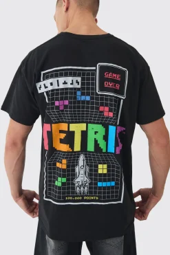 Oversized Tetris Gaming License Back Print T-shirt | BoohooMAN UK