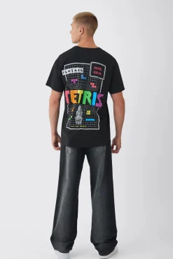 Oversized Tetris Gaming License Back Print T-shirt | BoohooMAN UK