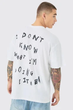 Oversized Text Back Graphic T-shirt | BoohooMAN UK