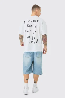 Oversized Text Back Graphic T-shirt | BoohooMAN UK