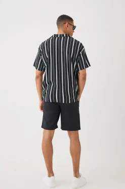 Oversized Texture Revere Polo | BoohooMAN UK
