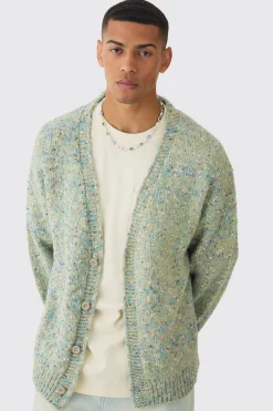 Oversized Textured Brushed Knitted Cardigan | BoohooMAN UK