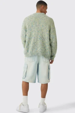Oversized Textured Brushed Knitted Cardigan | BoohooMAN UK