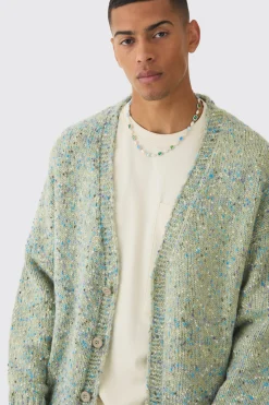 Oversized Textured Brushed Knitted Cardigan | BoohooMAN UK