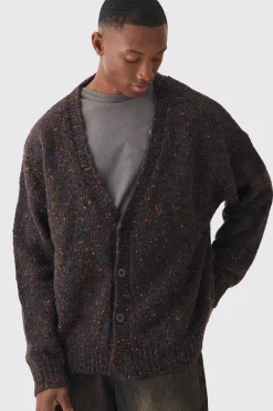 Oversized Textured Brushed Knitted Cardigan | BoohooMAN UK