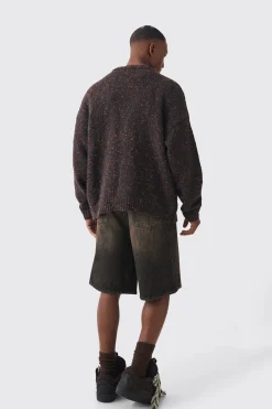 Oversized Textured Brushed Knitted Cardigan | BoohooMAN UK