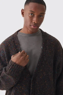 Oversized Textured Brushed Knitted Cardigan | BoohooMAN UK