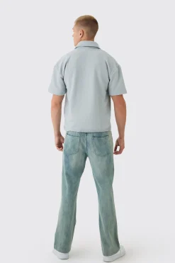 Oversized Textured Embroidered Shirt | BoohooMAN UK