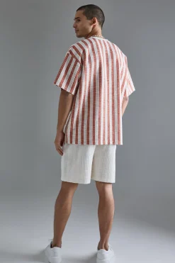 Oversized Textured Stripe T-shirt | BoohooMAN UK