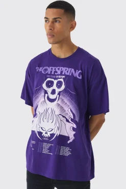 Oversized The Offspring Band License Wash Print T-Shirt | BoohooMAN UK