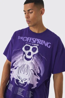 Oversized The Offspring Band License Wash Print T-Shirt | BoohooMAN UK