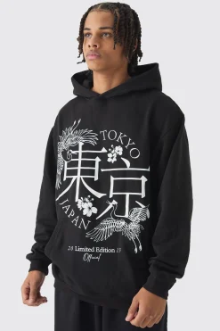 Oversized Tokyo Print Hoodie | BoohooMAN UK