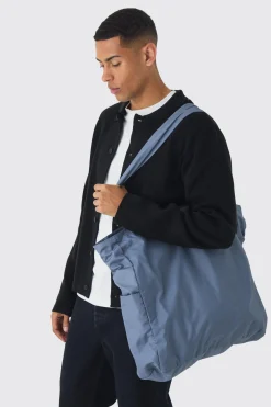 Oversized Tote Bag In Charcoal | BoohooMAN UK