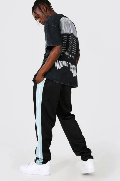 Oversized Tour Print Acid Wash T-shirt | BoohooMAN UK