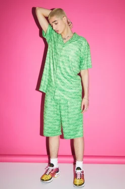 Oversized Towelling Shirt And Short Set | BoohooMAN UK