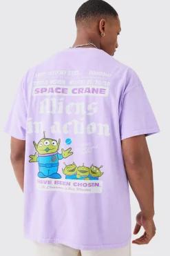 Oversized Toy Story Wash Alien License T-shirt | BoohooMAN UK