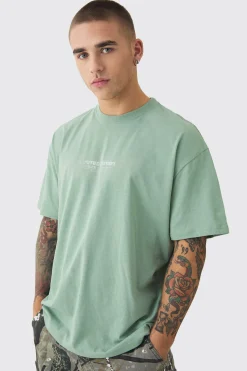Oversized Tree Print Washed T-shirt | BoohooMAN UK