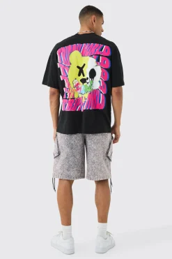 Oversized Trippy Bear Graphic T-shirt | BoohooMAN UK