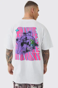 Oversized Trippy Bear Print T-shirt | BoohooMAN UK